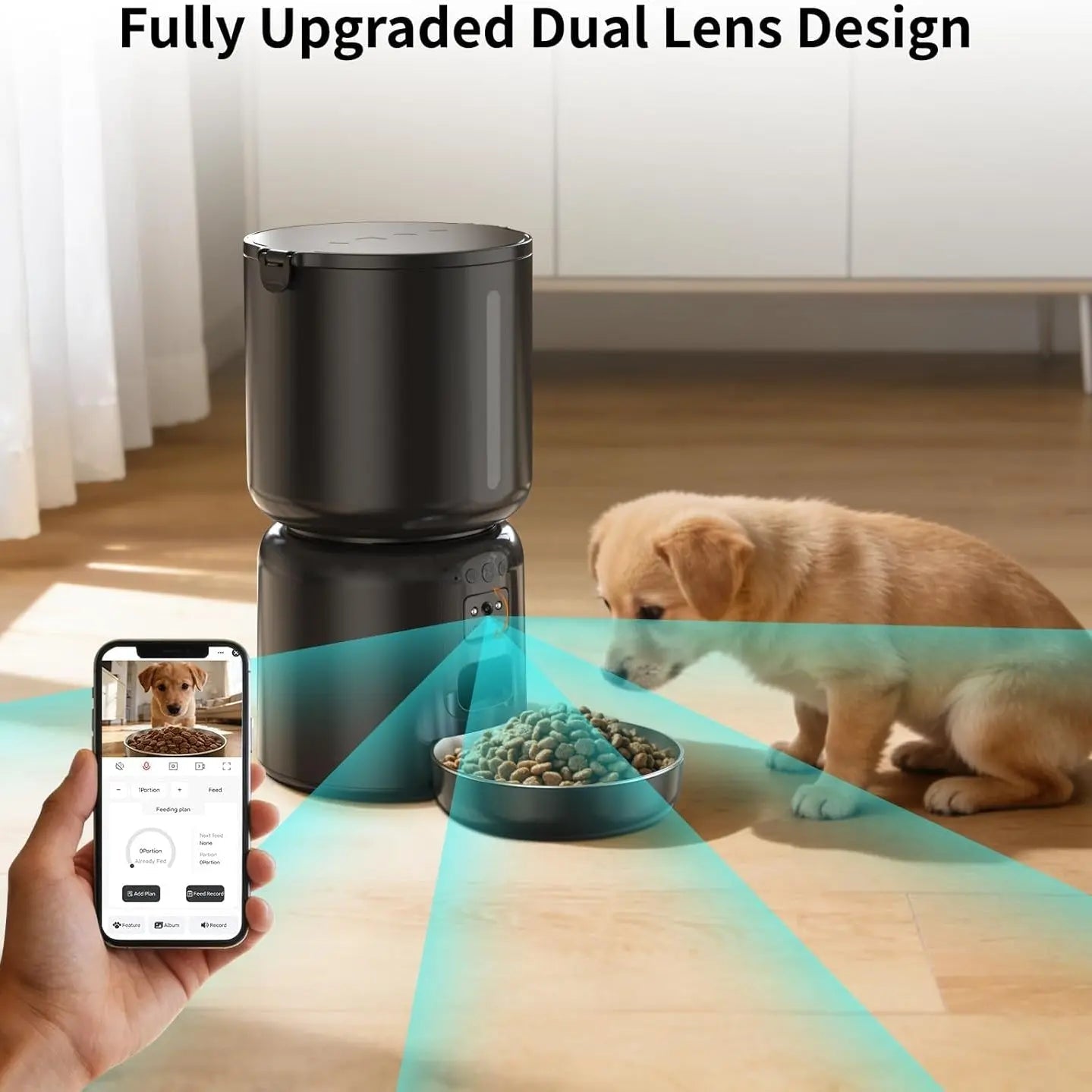Tajrah Cat Feeder and Water Fountain Set HD Camera WiFi App 4L Feeder 2.2L Fountain